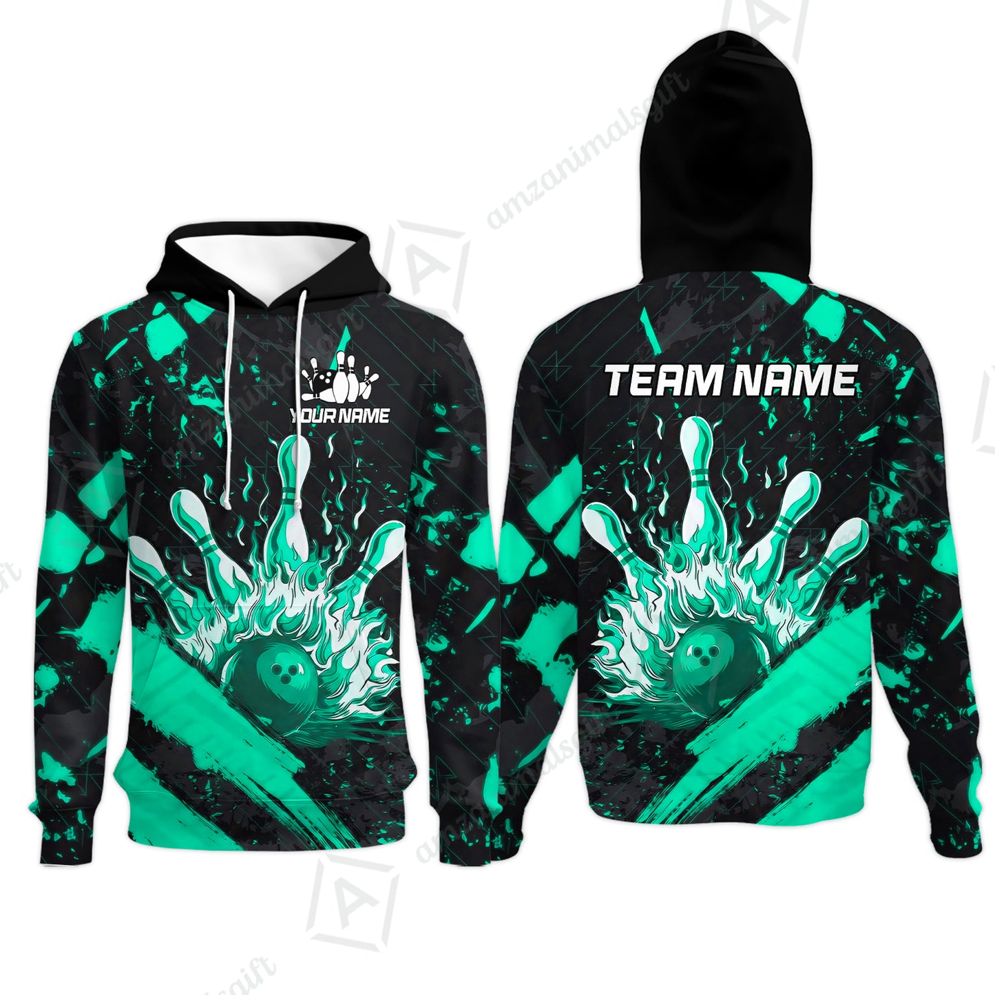 Customized Bowling Unisex Polo Shirt, Bowling And Pins Grunge Flame, Bowling Uniform - Personalized Name And Team Name