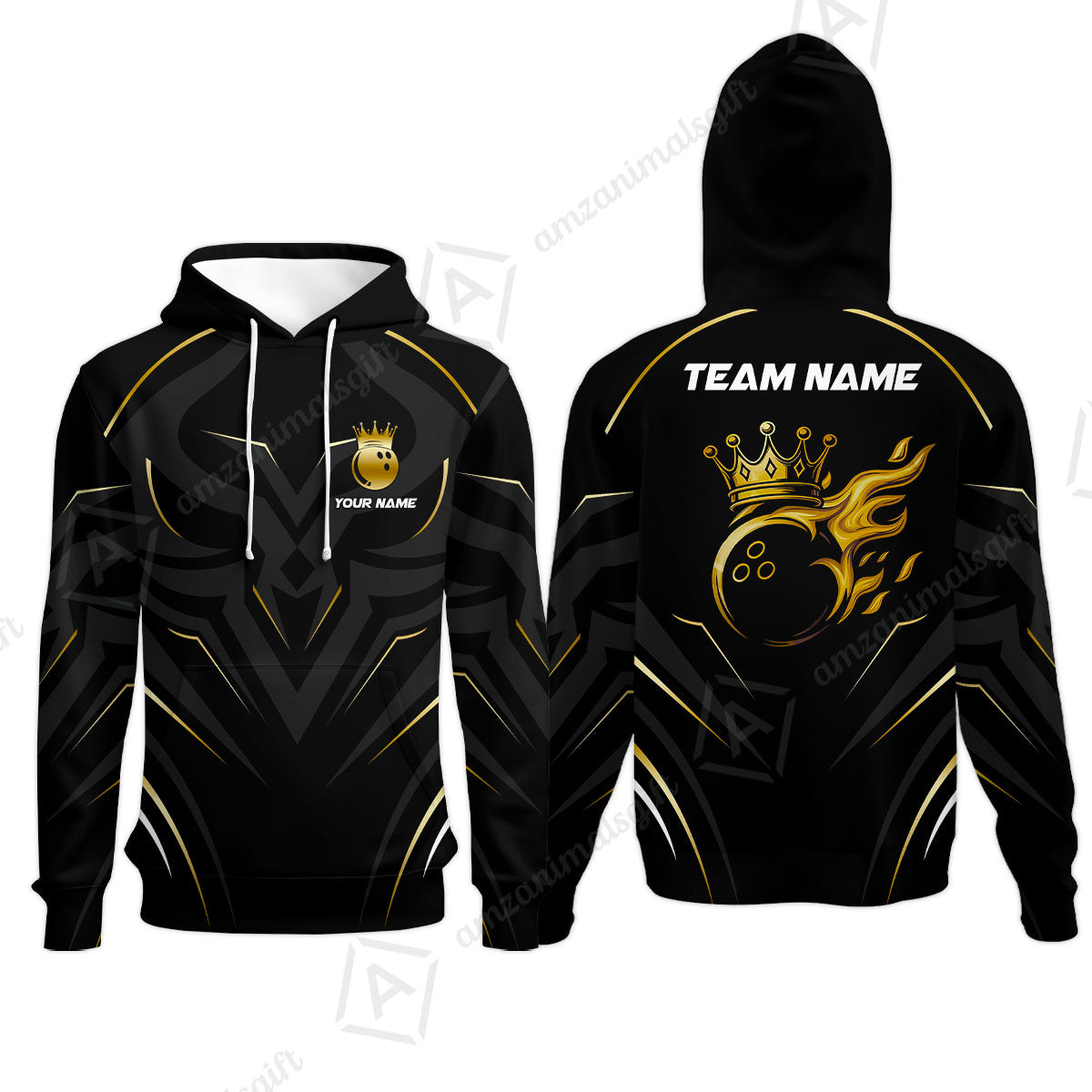 Customized Bowling Hoodie, Custom Crown Bowling Uniform Hawaiian Jersey, Multicolor Team Style Jersey for Bowlers