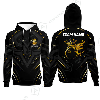 Customized Bowling Hoodie, Custom Crown Bowling Uniform Hawaiian Jersey, Multicolor Team Style Jersey for Bowlers