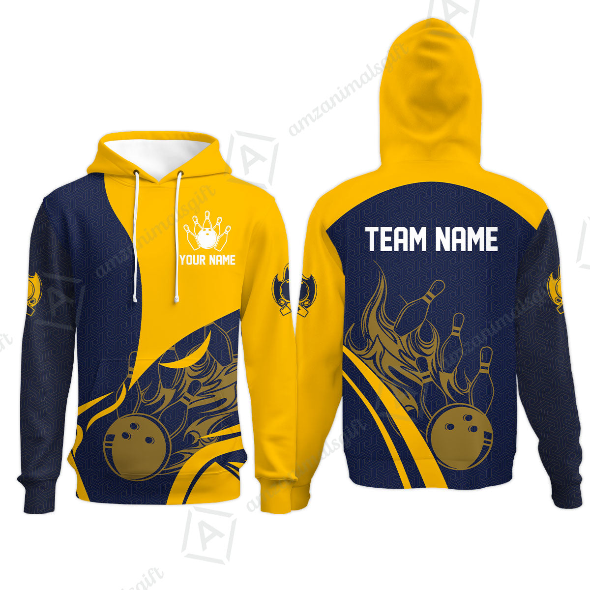 Customized Bowling Hoodie, Flame Bowling Multicolor Custom Team Uniform Hoodie, Jersey for Bowlers