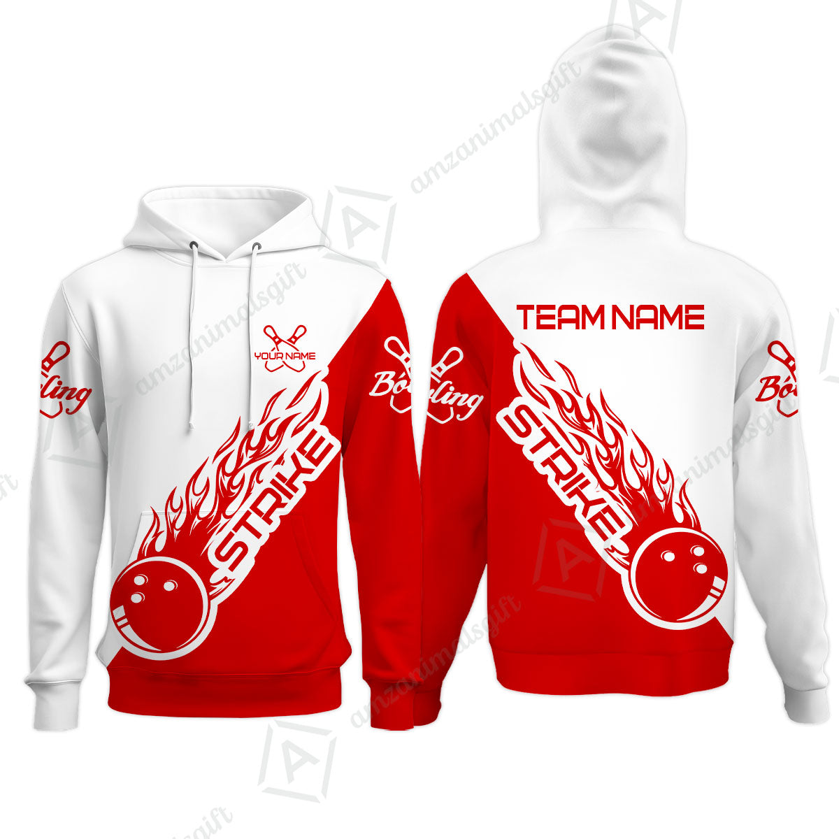 Bowling Customized Jersey Polo White Red Shirt Strike Ball Bowling Tenpin Quarter Zip Shirt For Bowlers, Bowling Team
