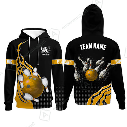 Customized Bowling Unisex Polo Shirt, Bowling And Breaking Pins Multicolor Option Customized Name And Team Name Polo Jerseys Shirts