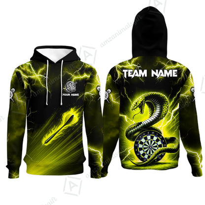Customized Darts Hoodie, Darts Thunder Lightning Cobra Snake Multicolor Hoodie For Darts Player