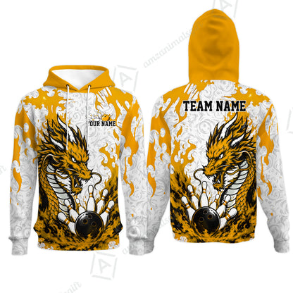Custom Bowling Jersey Polo Shirt, Fierce Crimson Fire Dragon Strike, Custom Bowling Jersey Team Shirt For Players With Name and Team Name