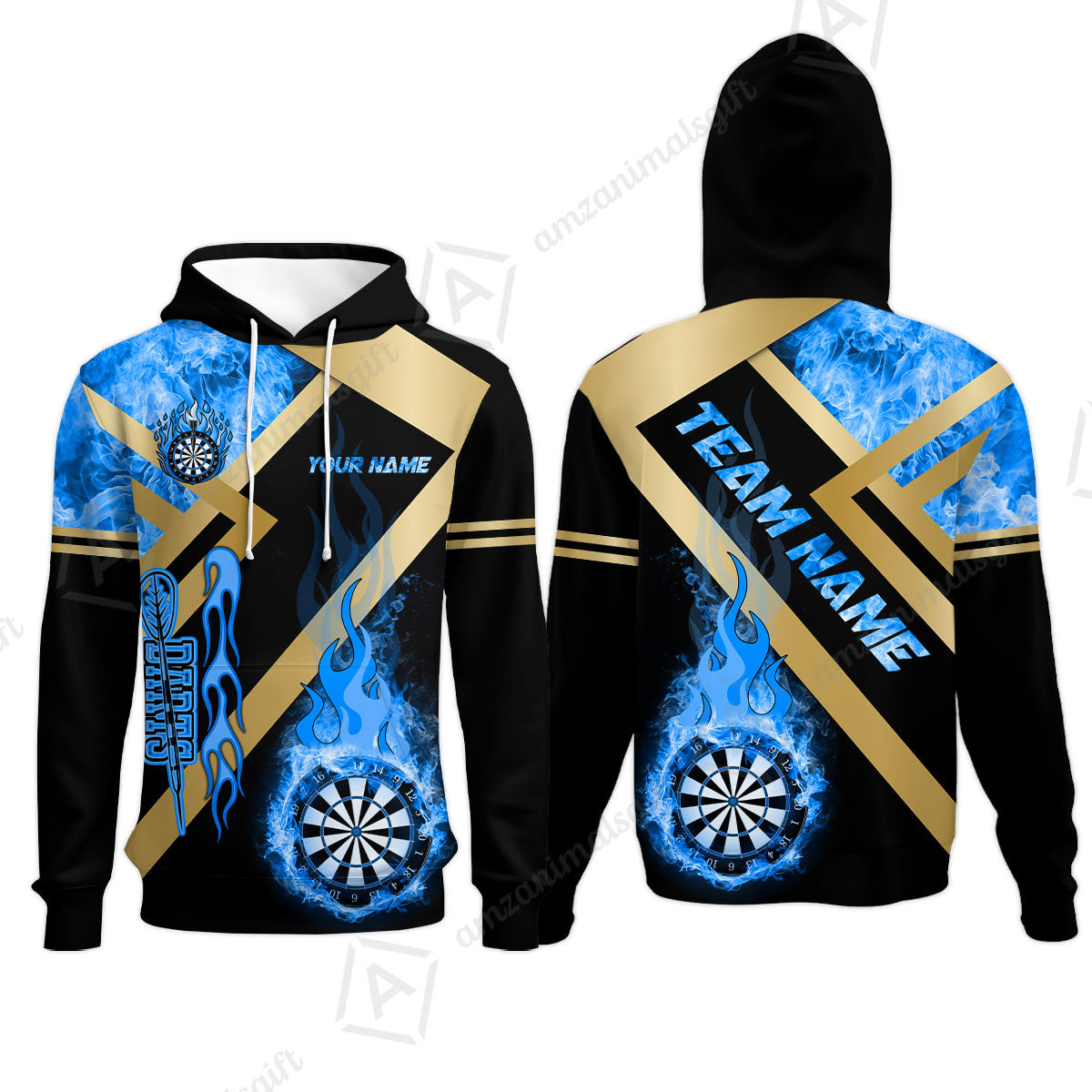 Customized Darts Hoodie, Darts Dartboard Fire Flame Multicolor Team Hoodie For Darts Players