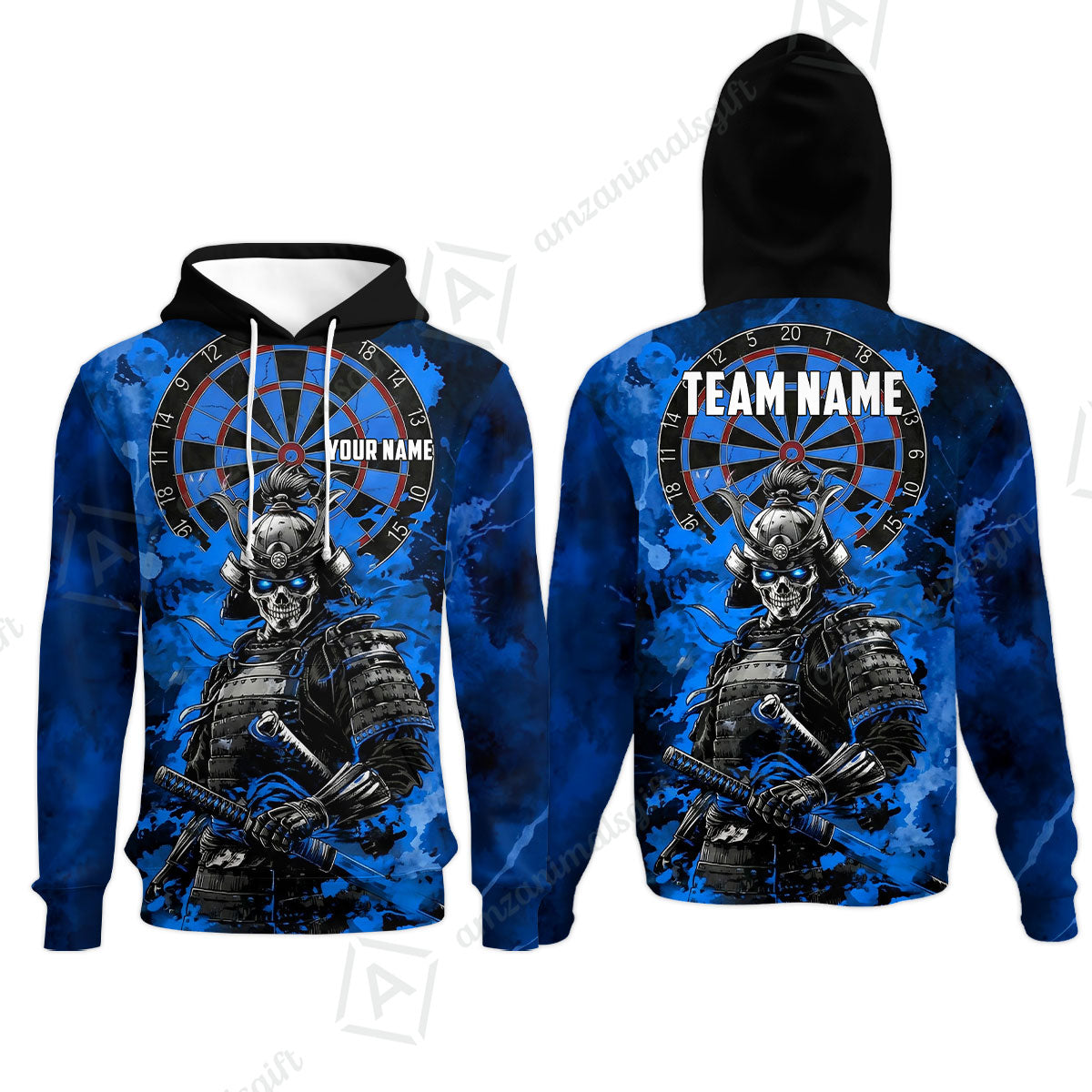 Custom Darts Team Jersey, Personalized Skull Samurai Dartboard Dart Polo Shirt For Players With Name & Team Name