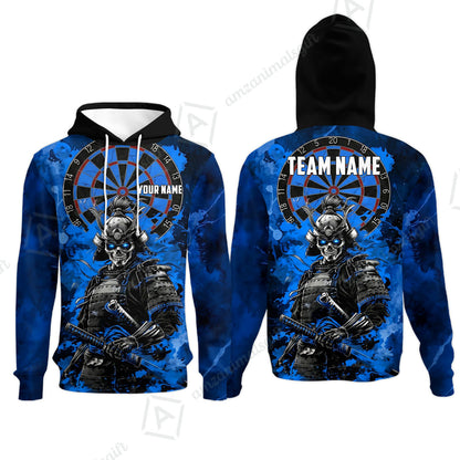 Custom Darts Team Jersey, Personalized Skull Samurai Dartboard Dart Polo Shirt For Players With Name & Team Name