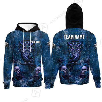 Custom Darts Team Jersey, Personalized Spooky Owl Jersey Shirt For Players With Name & Team Name