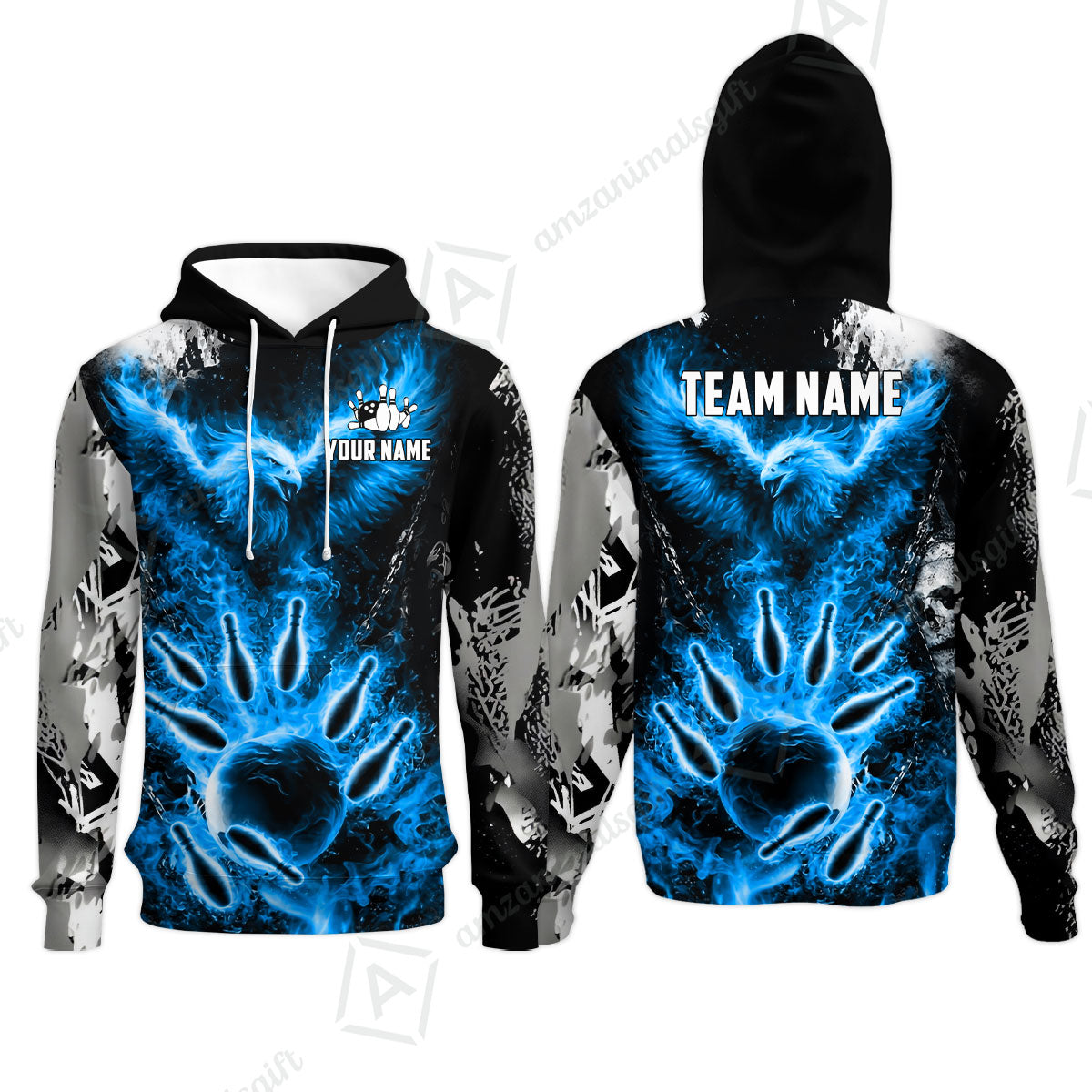 Custom Bowling Jersey Polo Shirt, Flaming Phoenix Bowling, Custom Bowling Jersey Team Shirt For Players With Name & Team Name