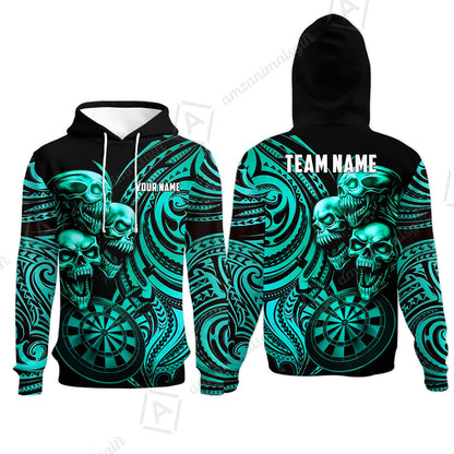 Custom Darts Team Jersey, Personalized Neon Skull Jersey Shirt For Players With Name & Team Name