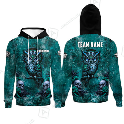 Custom Darts Team Jersey, Personalized Spooky Owl Jersey Shirt For Players With Name & Team Name