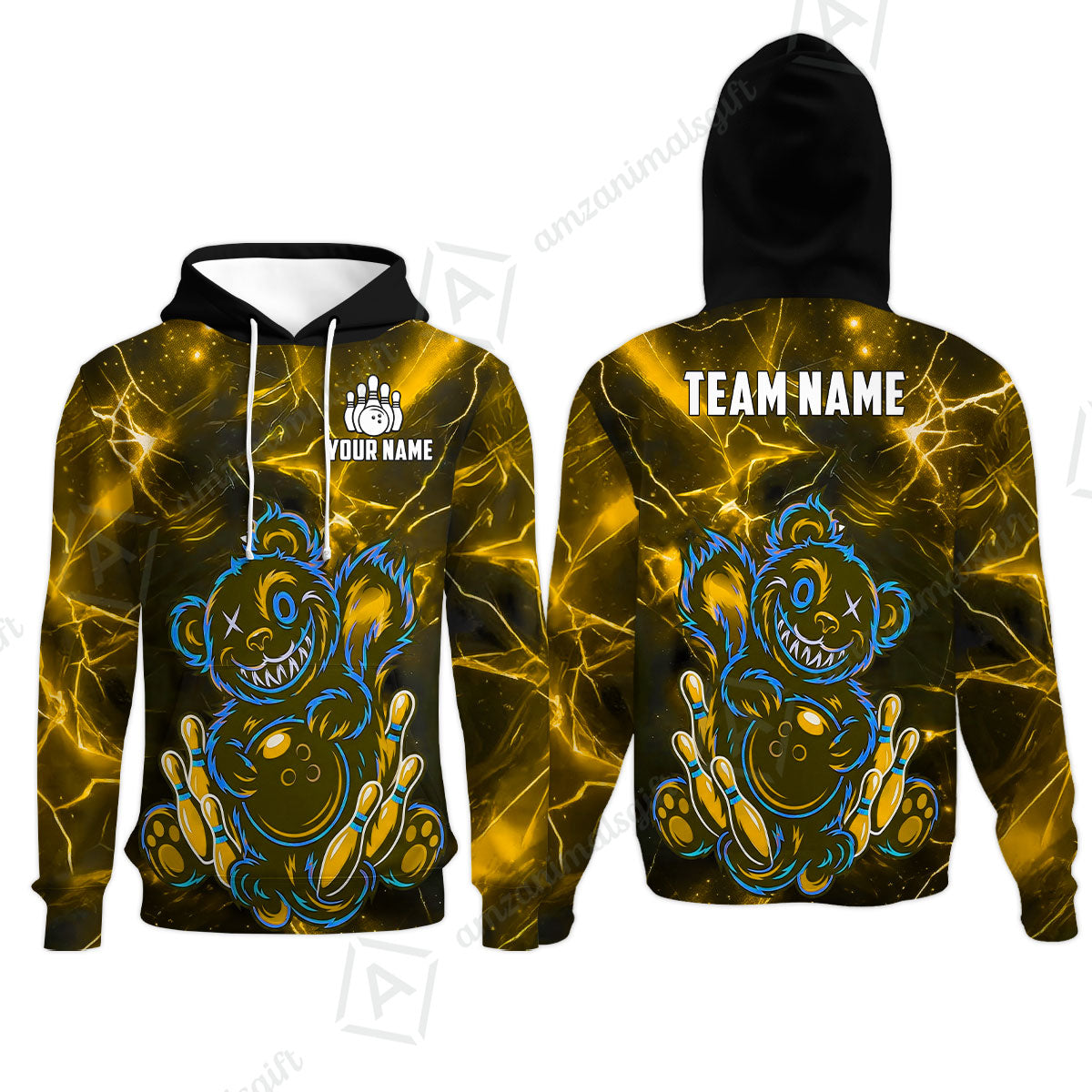 Custom Creepy Teddy Bowling Jersey Polo Shirt, Custom Creepy Teddy Bowling Jersey Team Shirt For Players With Name & Team Name