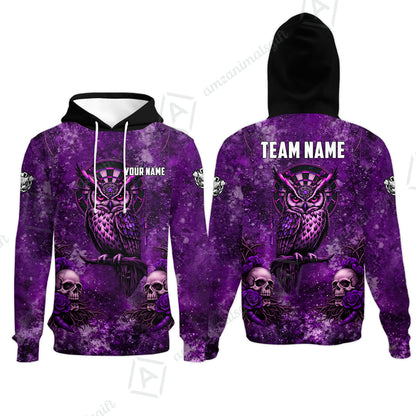 Custom Darts Team Jersey, Personalized Spooky Owl Jersey Shirt For Players With Name & Team Name