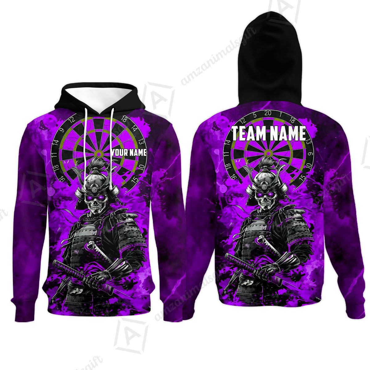 Custom Darts Team Jersey, Personalized Skull Samurai Dartboard Dart Polo Shirt For Players With Name & Team Name