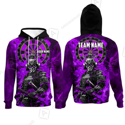 Custom Darts Team Jersey, Personalized Skull Samurai Dartboard Dart Polo Shirt For Players With Name & Team Name