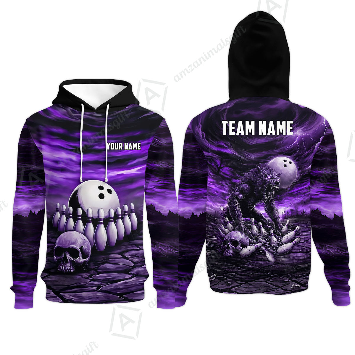 Custom Full Moon Werewolf Bowling Jersey Polo Shirt, Custom Full Moon Werewolf Bowling Jersey Team Shirt For Players With Name & Team Name