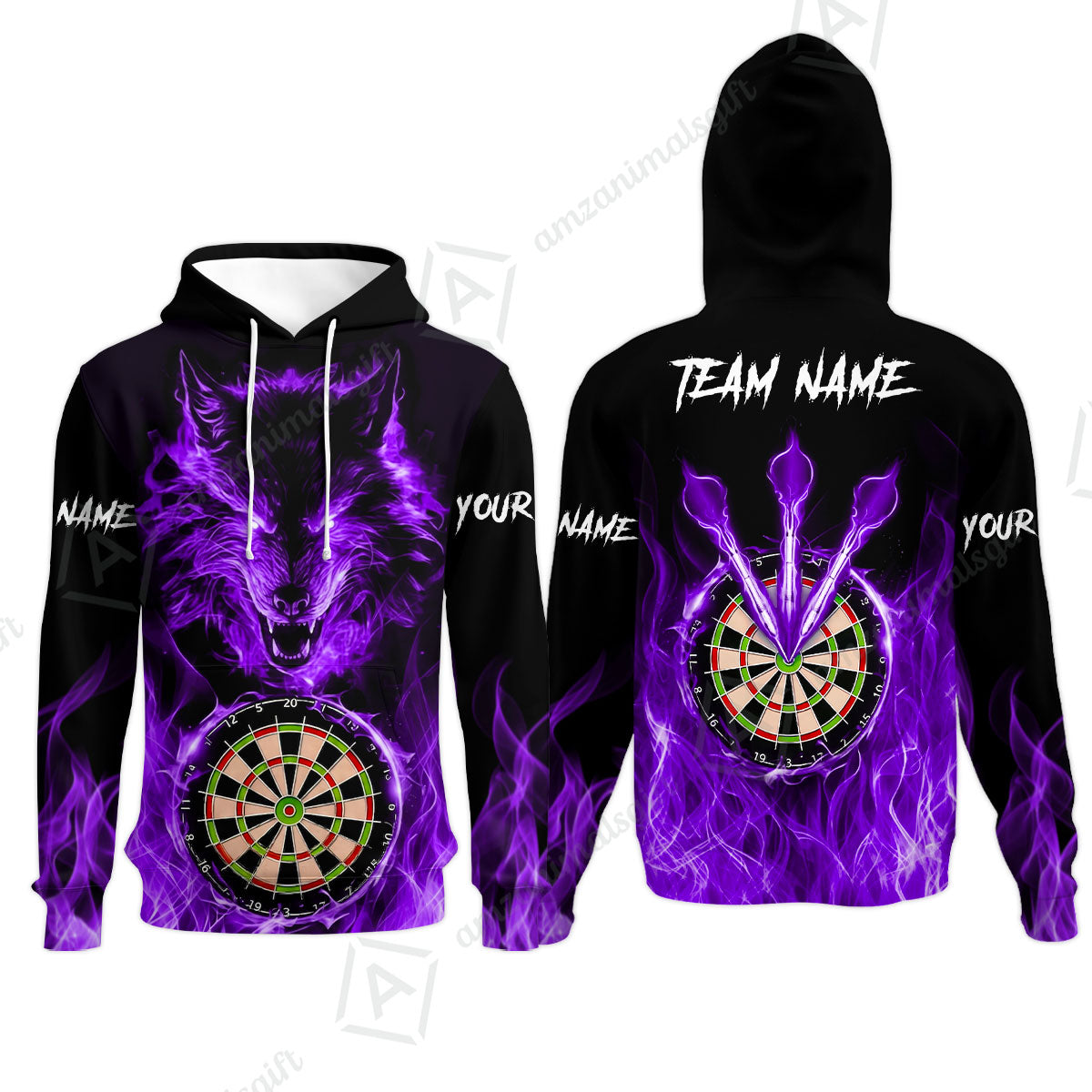 Custom Darts Jersey Polo Shirt, Dartboard Fierce Wolf Design, Uniform Dart - Personalized Name And Team Name