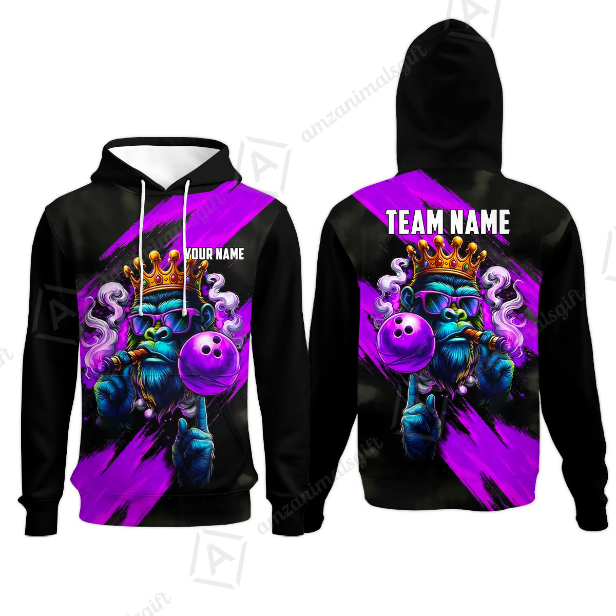 Custom Bowling Jersey Polo Shirt, Gorilla Boss King, Custom Bowling Jersey Team Shirt For Players With Name & Team Name