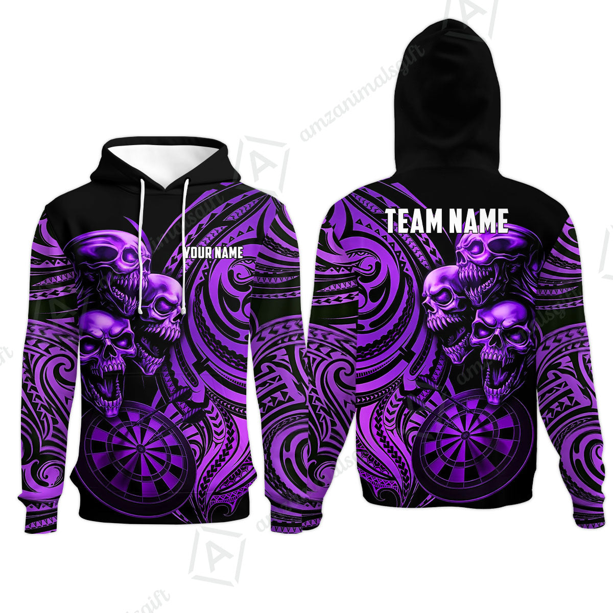 Custom Darts Team Jersey, Personalized Neon Skull Jersey Shirt For Players With Name & Team Name