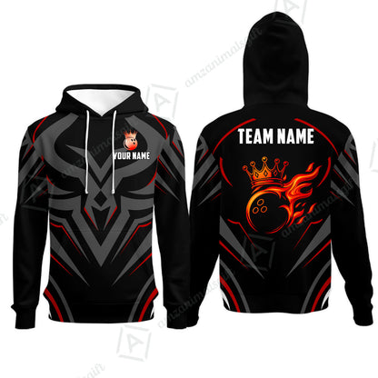 Custom Bowling Jersey Polo Shirt, Crowned Bowling Ball, Custom Bowling Jersey Team Shirt For Players With Name & Team Name