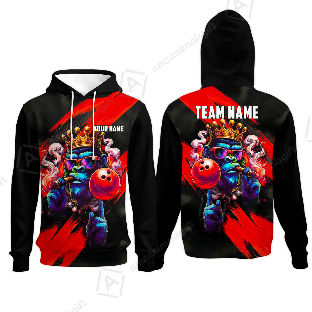 Custom Bowling Jersey Polo Shirt, Gorilla Boss King, Custom Bowling Jersey Team Shirt For Players With Name & Team Name