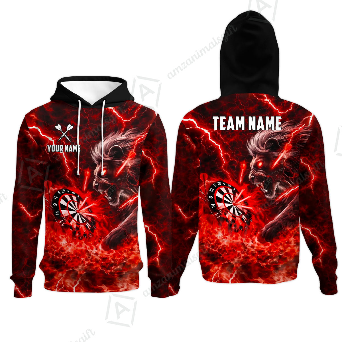 Custom Darts Team Jersey, Personalized Lightning Lion Jersey Shirt For Players With Name & Team Name