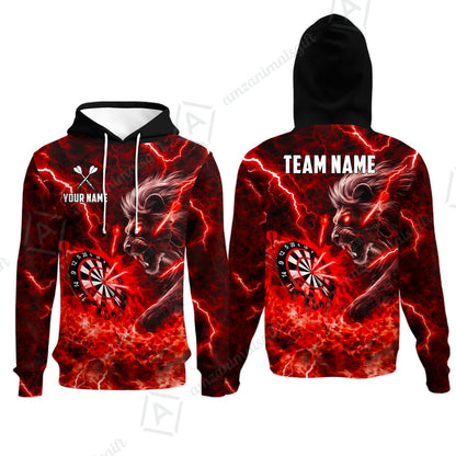 Custom Darts Team Jersey, Personalized Lightning Lion Jersey Shirt For Players With Name & Team Name