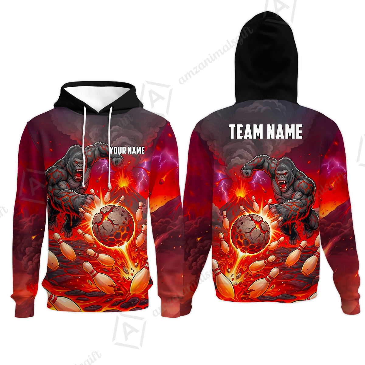 Custom Bowling Jersey Polo Shirt, Fierce Gorilla Strike Bowling, Custom Bowling Jersey Team Shirt For Players With Name & Team Name