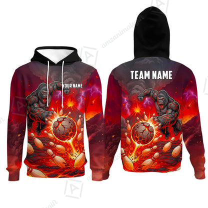 Custom Bowling Jersey Polo Shirt, Fierce Gorilla Strike Bowling, Custom Bowling Jersey Team Shirt For Players With Name & Team Name