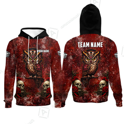 Custom Darts Team Jersey, Personalized Spooky Owl Jersey Shirt For Players With Name & Team Name