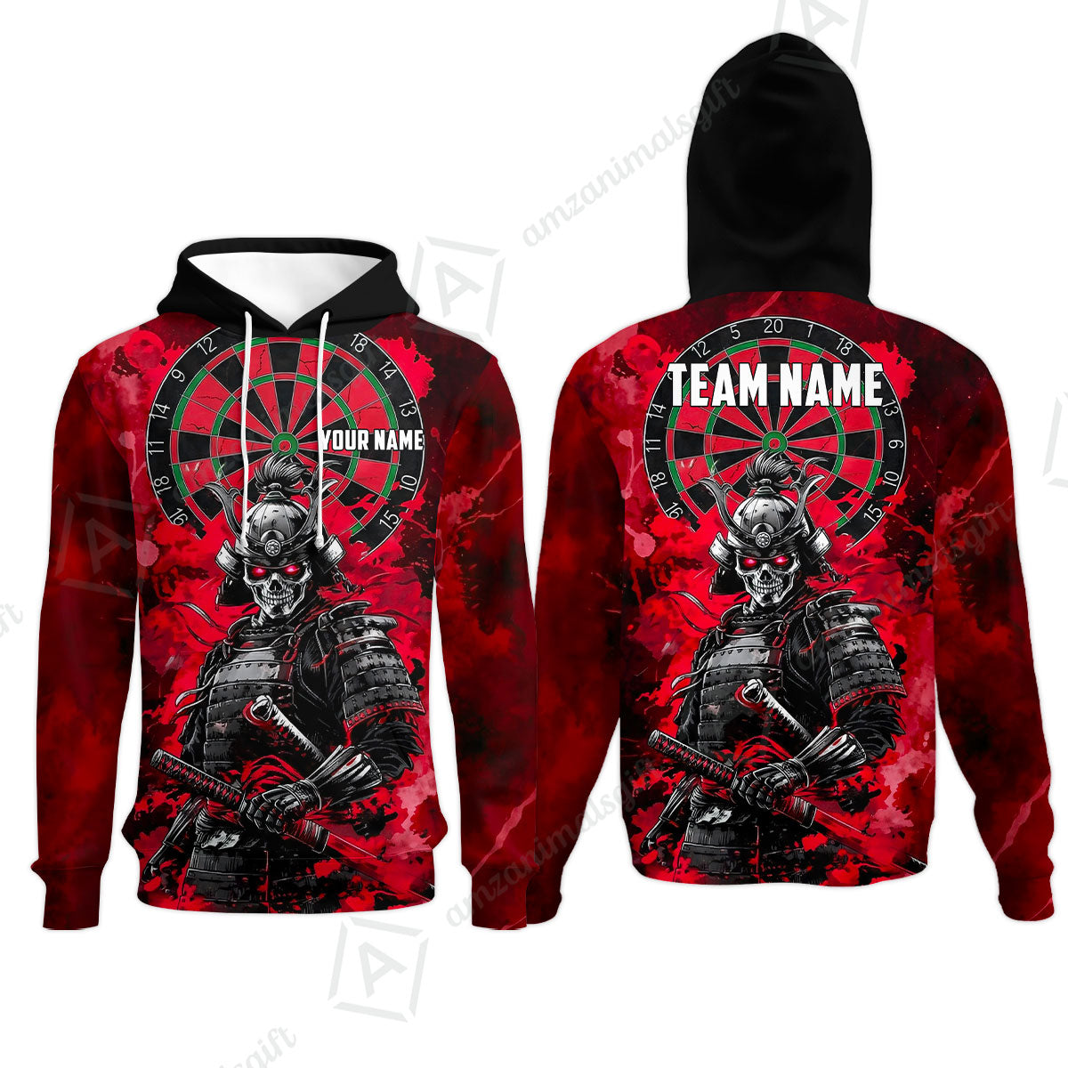 Custom Darts Team Jersey, Personalized Skull Samurai Dartboard Dart Polo Shirt For Players With Name & Team Name