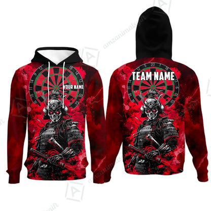 Custom Darts Team Jersey, Personalized Skull Samurai Dartboard Dart Polo Shirt For Players With Name & Team Name