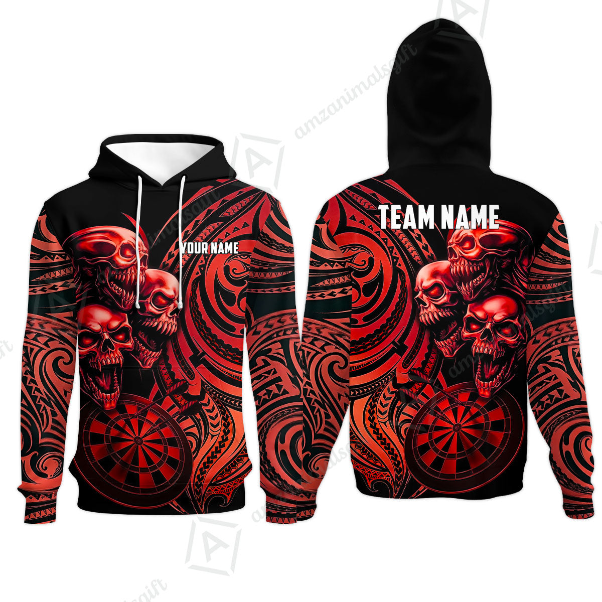 Custom Darts Team Jersey, Personalized Neon Skull Jersey Shirt For Players With Name & Team Name
