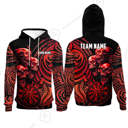 Custom Darts Team Jersey, Personalized Neon Skull Jersey Shirt For Players With Name & Team Name