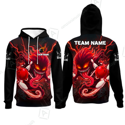 Customized Bowling Jerseys Polo Shirt, Evil Bowling Monster-Dark Bowling Spirit, Uniform Bowling - Personalized Name And Team Name