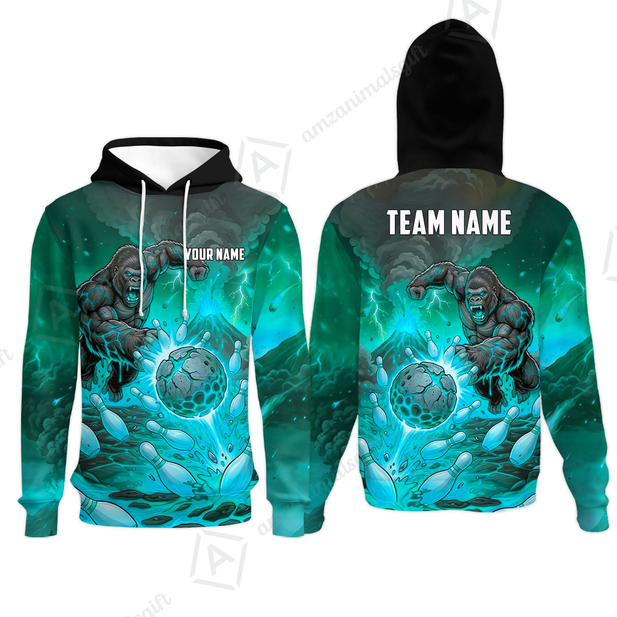 Custom Bowling Jersey Polo Shirt, Fierce Gorilla Strike Bowling, Custom Bowling Jersey Team Shirt For Players With Name & Team Name