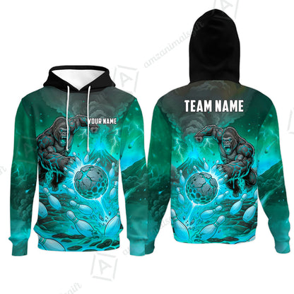 Custom Bowling Jersey Polo Shirt, Fierce Gorilla Strike Bowling, Custom Bowling Jersey Team Shirt For Players With Name & Team Name