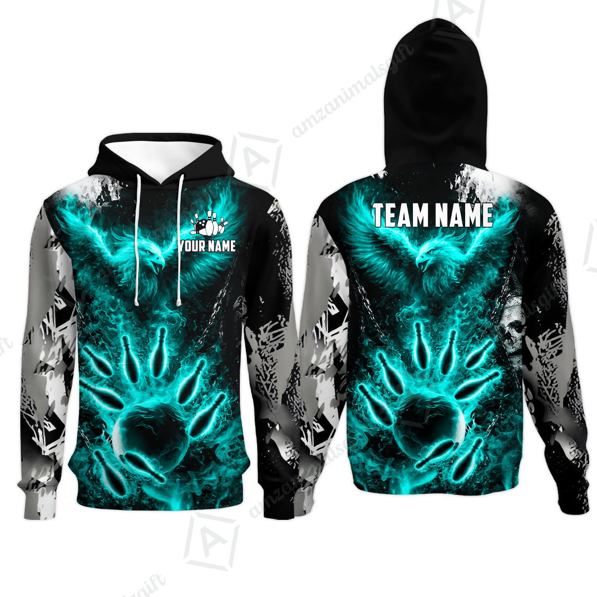 Custom Bowling Jersey Polo Shirt, Flaming Phoenix Bowling, Custom Bowling Jersey Team Shirt For Players With Name & Team Name