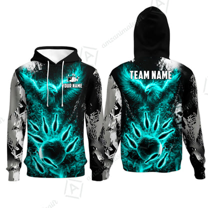 Custom Bowling Jersey Polo Shirt, Flaming Phoenix Bowling, Custom Bowling Jersey Team Shirt For Players With Name & Team Name