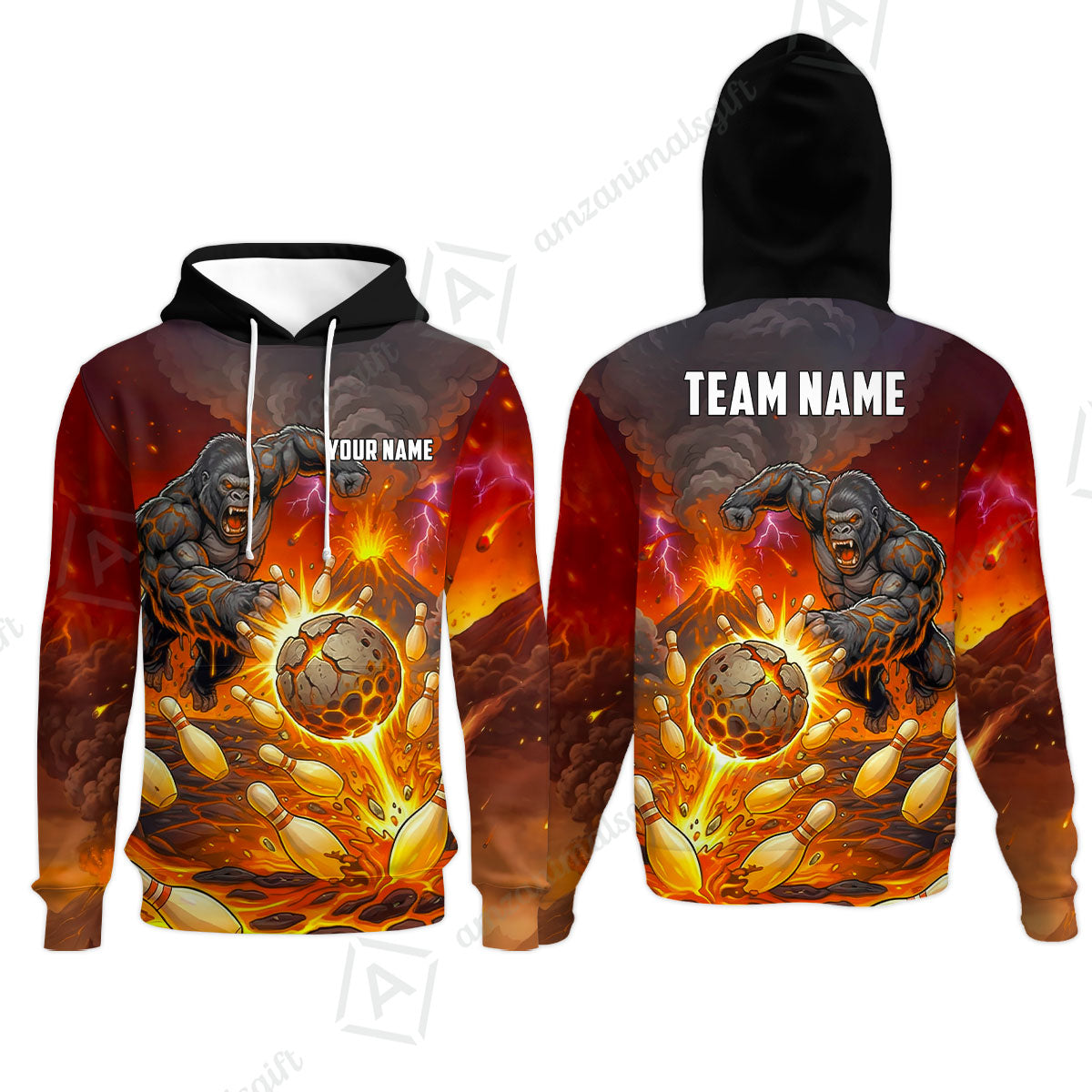 Custom Bowling Jersey Polo Shirt, Fierce Gorilla Strike Bowling, Custom Bowling Jersey Team Shirt For Players With Name & Team Name