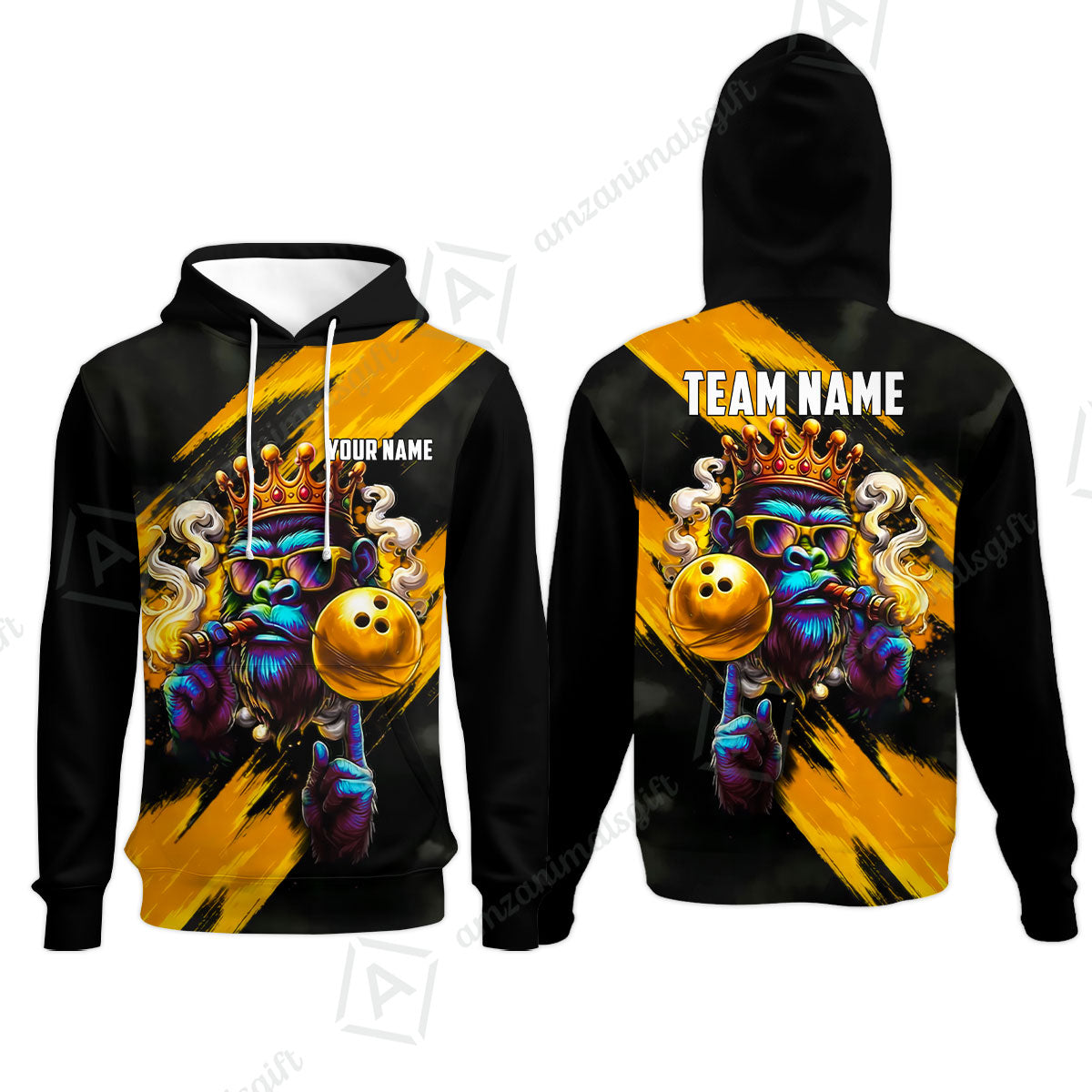 Custom Bowling Jersey Polo Shirt, Gorilla Boss King, Custom Bowling Jersey Team Shirt For Players With Name & Team Name