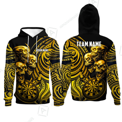 Custom Darts Team Jersey, Personalized Neon Skull Jersey Shirt For Players With Name & Team Name