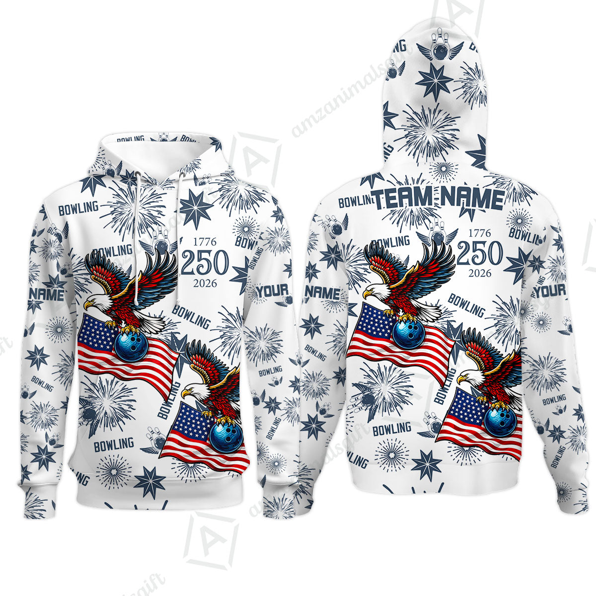 Custom Bowling Jersey Polo Shirt, USA 250 Years of Independence Bowling, Custom Bowling Jersey Team Shirt For Players With Name and Team Name