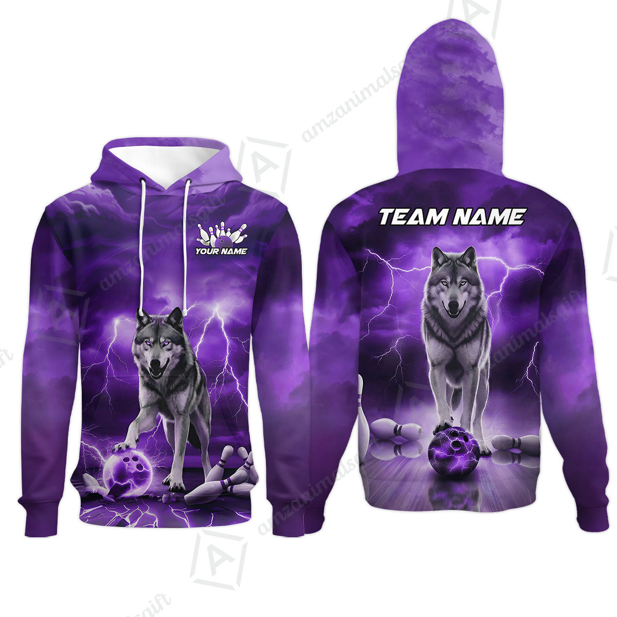 Custom Bowling Jersey Polo Shirt, Electric Wolf Bowling Custom Bowling Jersey Team Shirt For Players With Name & Team Name