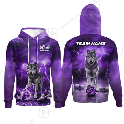 Custom Bowling Jersey Polo Shirt, Electric Wolf Bowling Custom Bowling Jersey Team Shirt For Players With Name & Team Name