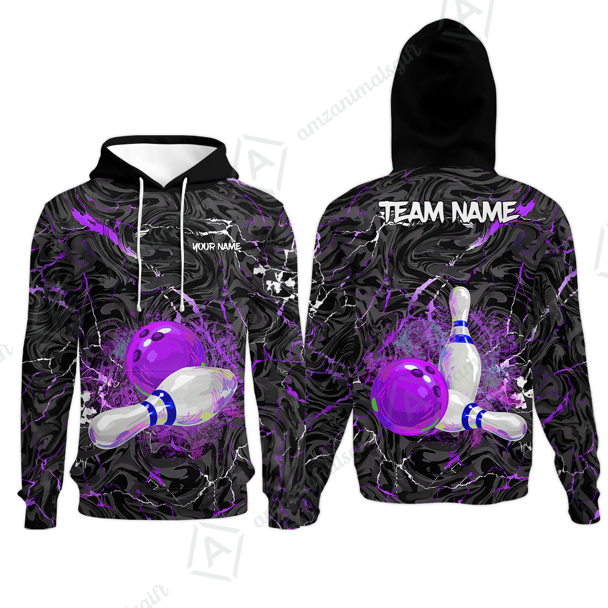 Customized Bowling Unisex Polo Shirt, Swirling Marbled Pattern Vibrant Veins, Bowling Uniforms, Personalized Name And Team Name