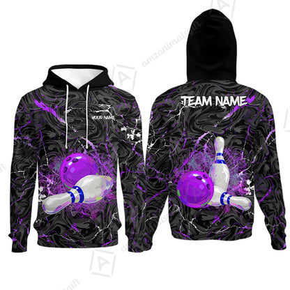 Customized Bowling Unisex Polo Shirt, Swirling Marbled Pattern Vibrant Veins, Bowling Uniforms, Personalized Name And Team Name