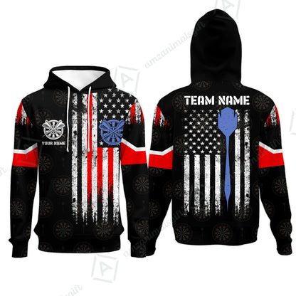 Customized American Flag Darts Polo Shirt, Darts Red White Blue Team Jersey Polo Shirt, Perfect Outfit for Darts Players