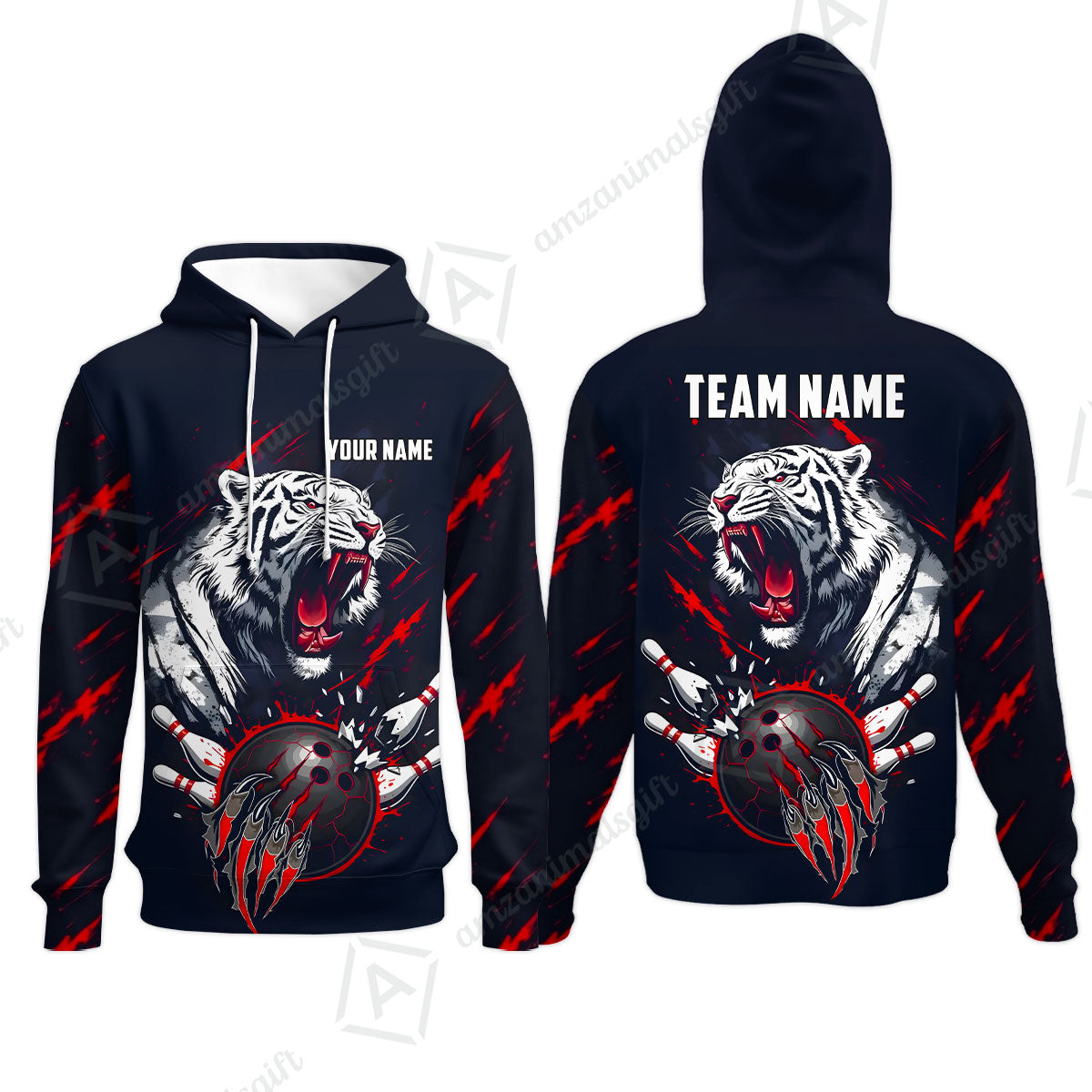Custom Bowling Jersey Polo Shirt, White Tiger Mascot Bowling, Custom Bowling Jersey Team Shirt For Players With Name & Team Name