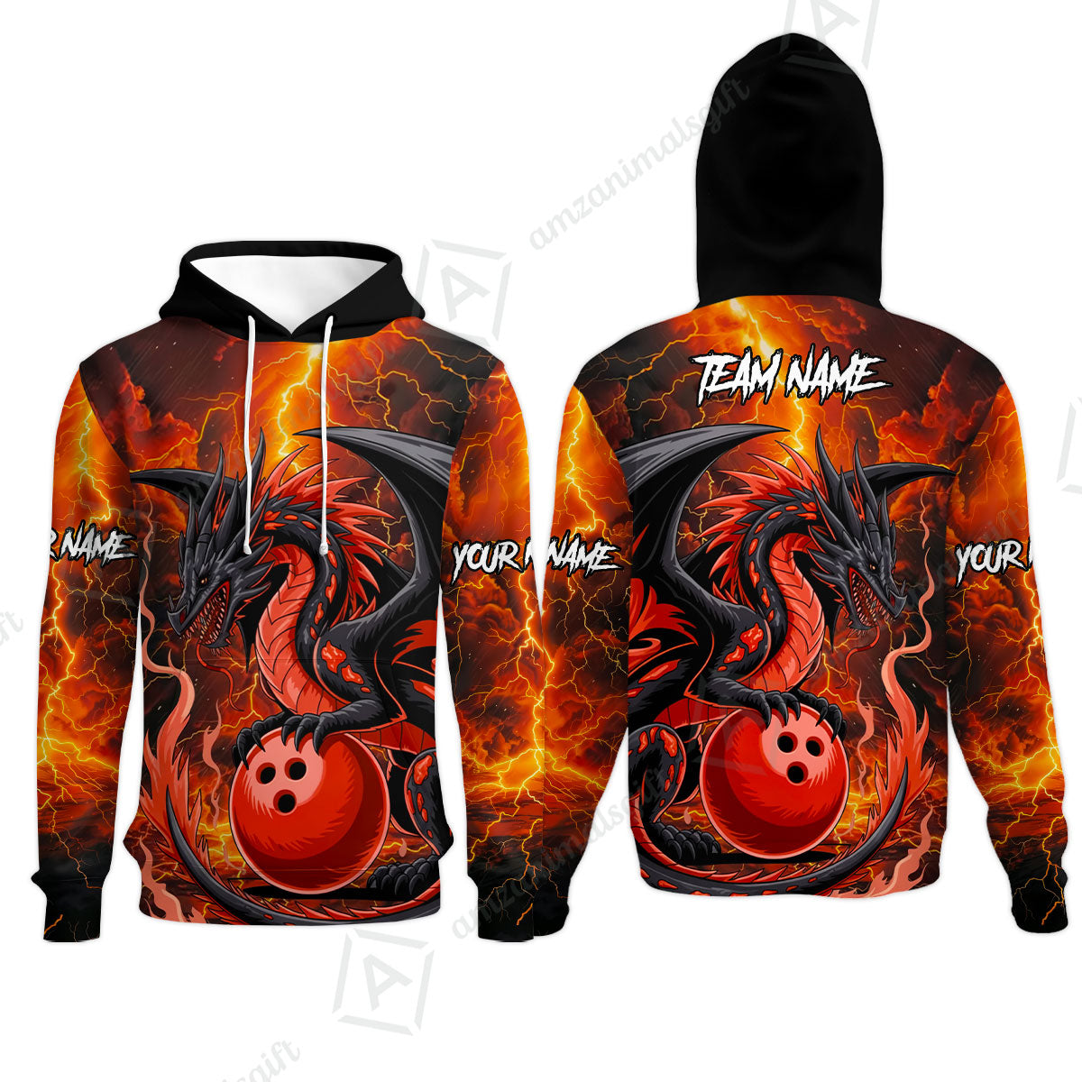 Custom Team Name Hellfire Bowling Team Jersey Shirt- Bowling uniforms Hellfire Dragon Bowling Quarter-Zip Polo Shirts - Uniform Shirt For Bowlers